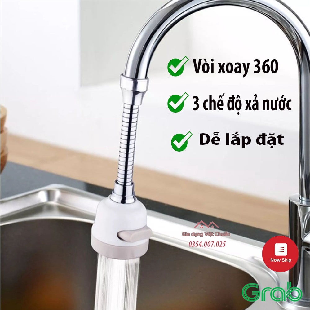 Vòi rửa chén xoay 360 độ tăng áp 3 chế độ xịt sử dụng bếp GD133