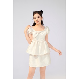 Somee studio Jolie blouse Áo tafta thêu hoa nơ ngực