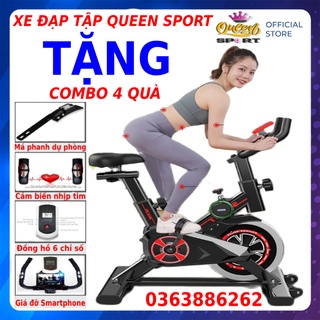Máy đạp xe đạp tập thể dục thể thao gym tại nhà Queen Sport X9 tặng má phanh dự phòng + đo nhịp tim + đồng hồ + giá đỡ