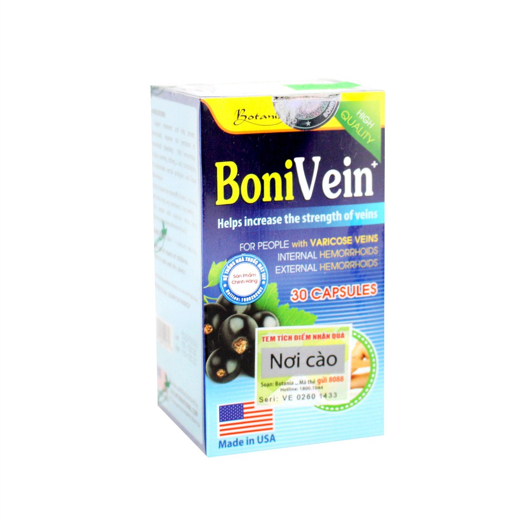 BoniVein - USA - Lọ 30 Viên - Giảm Suy Giãn Tĩnh Mạch