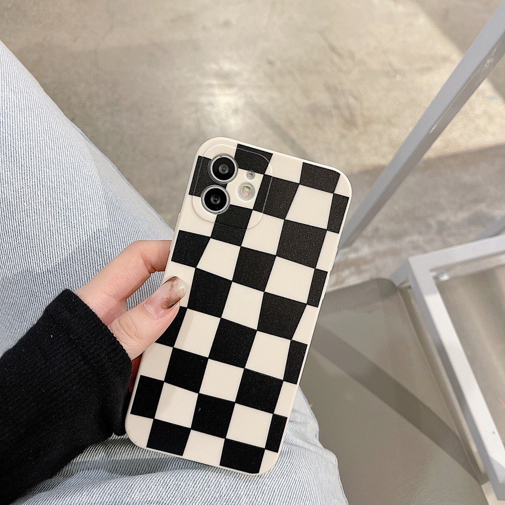 Ốp lưng cạnh vuông BVC caro đen 5/5s/6/6plus/6s/6splus/7/7plus/8/8plus/x/xr/xs/11/12/pro/max/plus/13/13Promax/14Promax