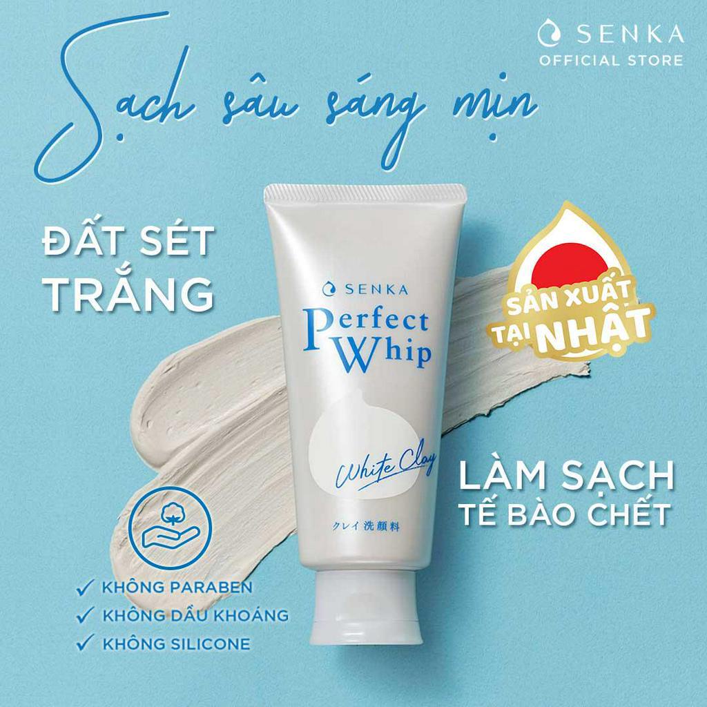 [VT] Sữa rửa mặt tạo bọt chiết xuất đất sét trắng Senka Perfect White Clay 120g
