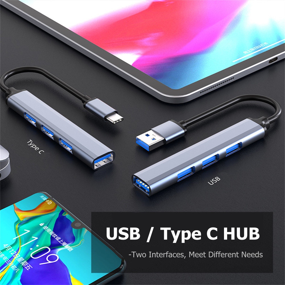 Hub Chia 4 Cổng USB Type C 3.0 3.1 OTG Cho HUAWEI Xiaomi Lenovo Macbook PC
