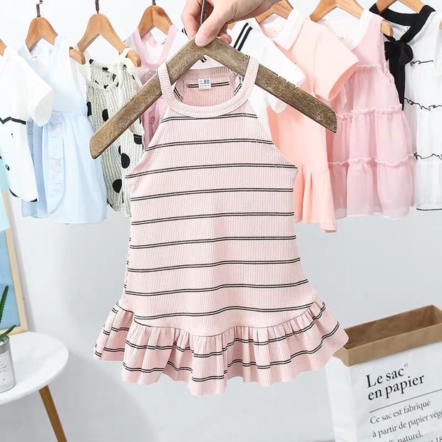 Đầm Công Chúa Hai Dây Thời Trang Mùa Hè Hàn Quốc Cho Bé Gái