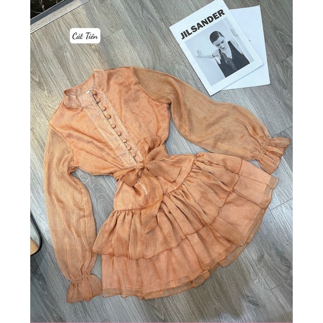 Váy voan tơ cúc bọc