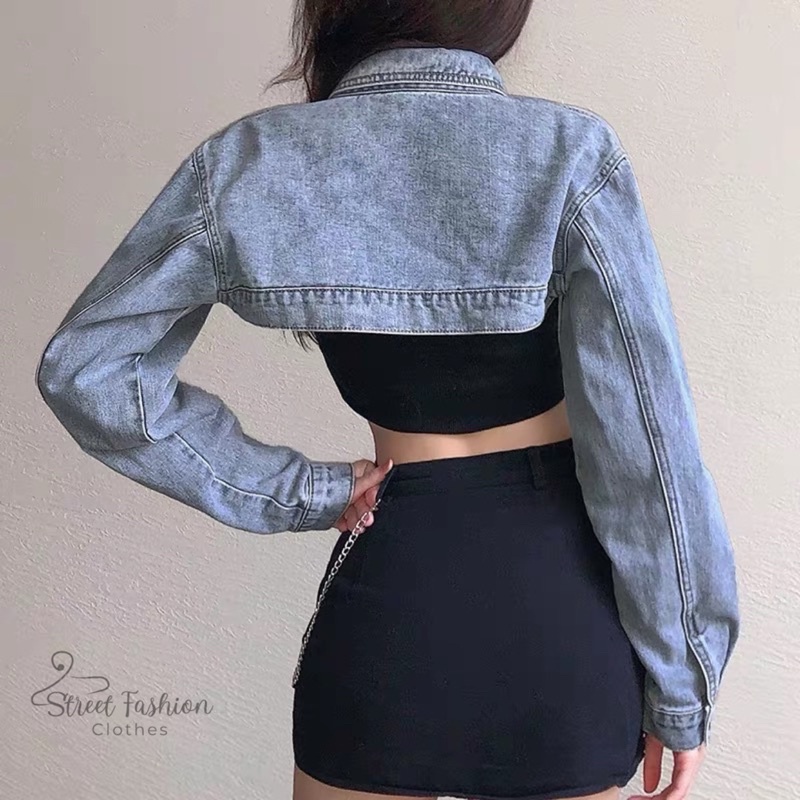 Áo khoác bò denim croptop sexy, cá tính