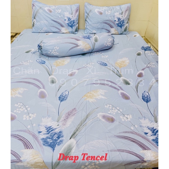 BỘ DRAP VẢI TENCEL SIÊU MỀM MÁT 1m6x2m (inbox chọn mẫu)