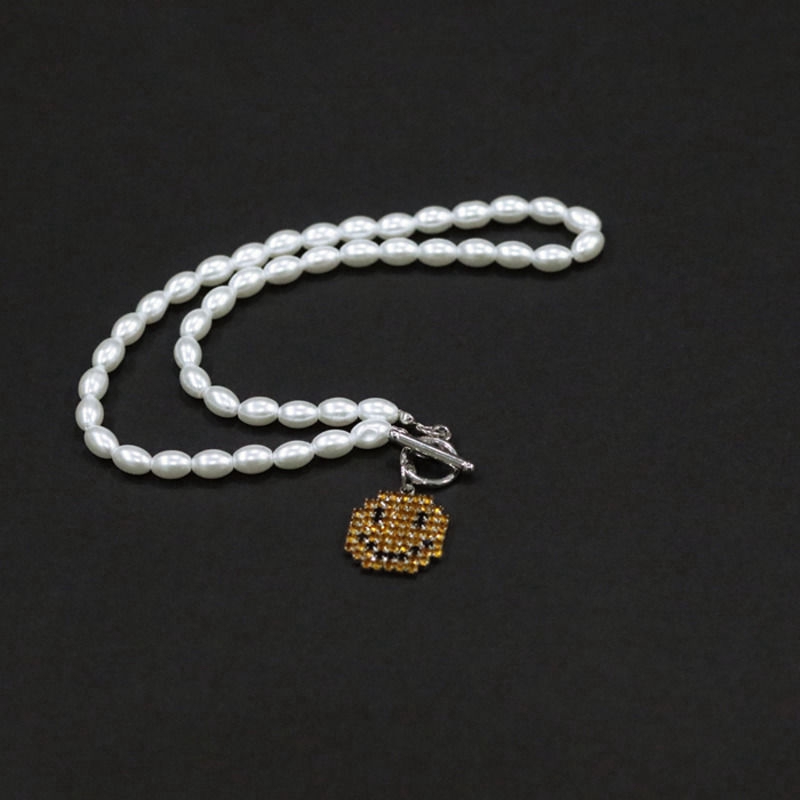 Dây chuyền ngọc trai thiết kế đơn giản phối mặt hình mặt cười xinh xắn