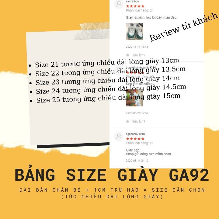 Giày thể thao cho bé trai bé gái 1 - 3 tuổi siêu nhẹ kháng khuẩn mang êm chân phong cách Hàn Quốc GA92