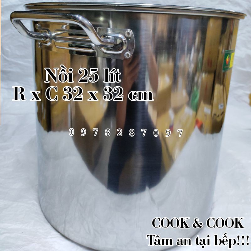 Nồi súp inox 20, 25 lít Vietcook đáy từ size 32 cm nồi hầm xương, luộc gà, nồi luộc bánh chưng, nồi phở, nồi quân dụng