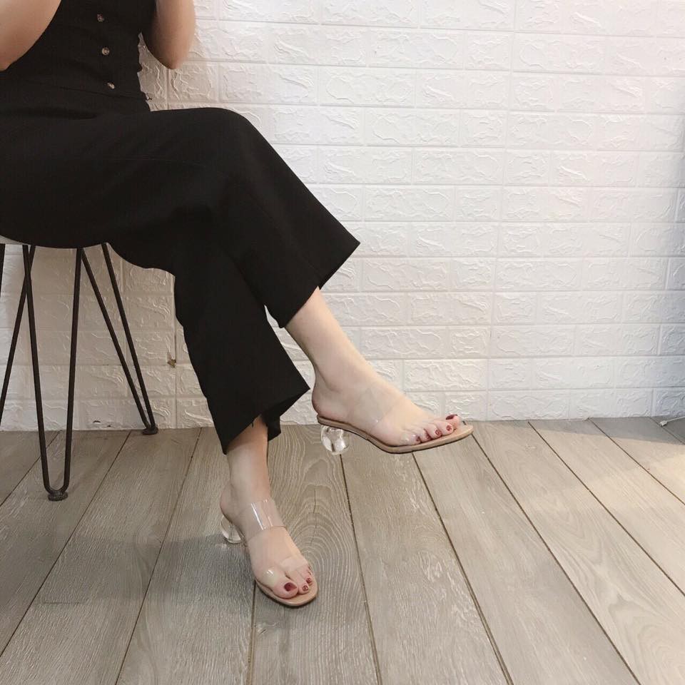 (THANH LÝ NGHỈ BÁN) GIÁ CŨ 220K Guốc Quai Trong Gót Giọt Nước Về Thêm Màu Nude - Kunbee's house (VIDEO + ẢNH TỰ CHỤp