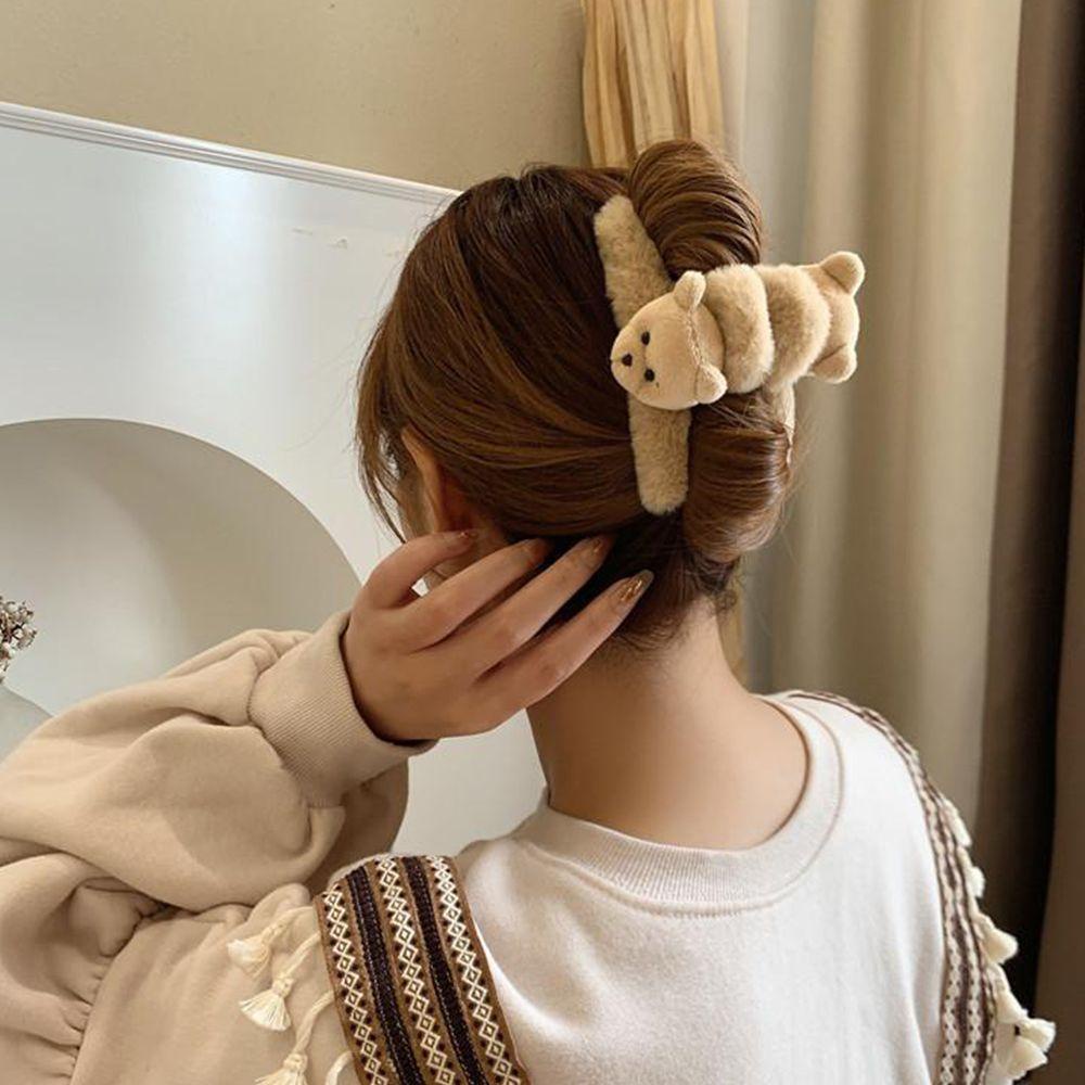 Kẹp Tóc Hình Gấu Hoạt Hình Bằng Acrylic Thời Trang Thu Đông Cho Nữ