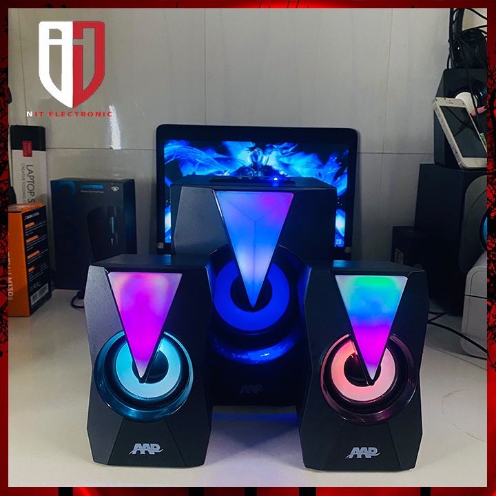 Loa máy tính bluetooth để bàn có Dây đèn led cao cấp AAP E012 loa vi tính pc gaming