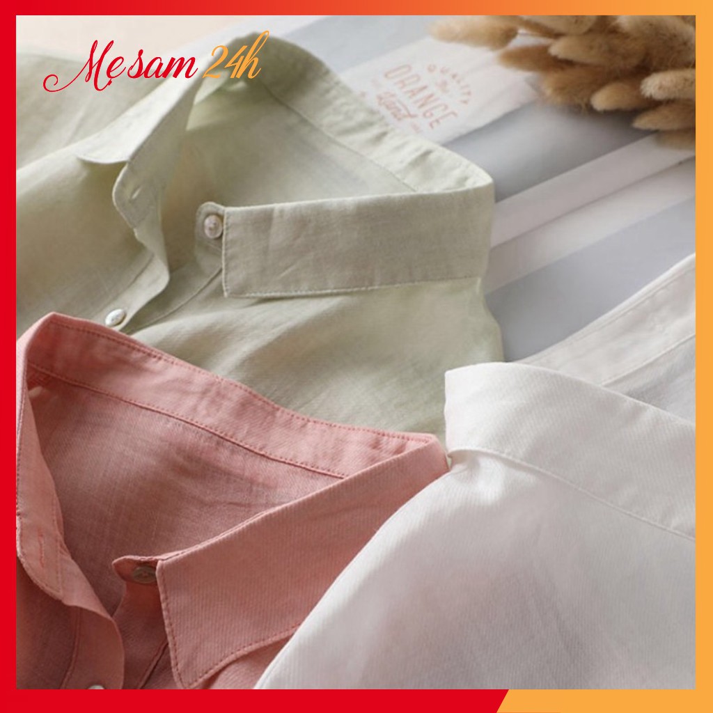 Áo sơ mi đũi nữ tay lỡ cổ đức Mẹ Sam 24h, chất liệu mềm mát, form vừa xinh, size từ 40 đến 95kg SMH.38 | BigBuy360 - bigbuy360.vn