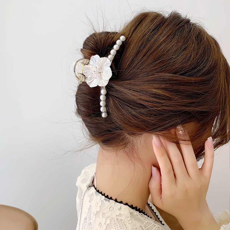 (0392) Cặp Tóc Nhựa Đính Hoa Ngọc Phong Cánh Hàn Quốc