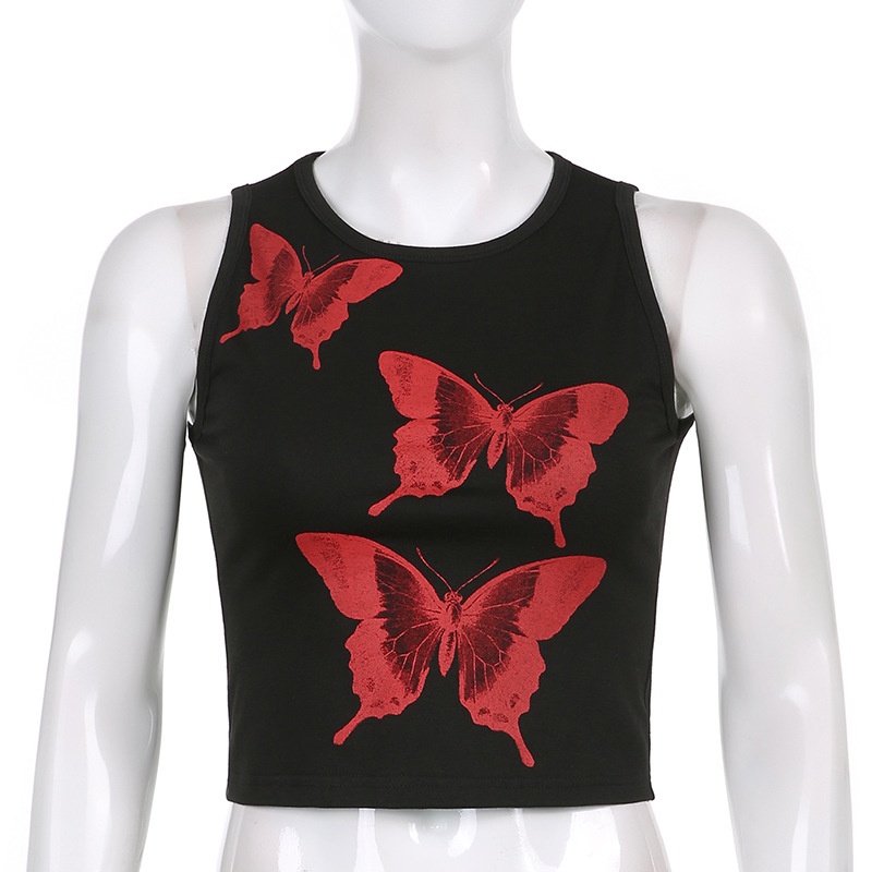 DUNEA Áo Hai Dây In Họa Tiết Xinh Xắn Theo Phong Cách Mùa Hè Dành Cho Nữ