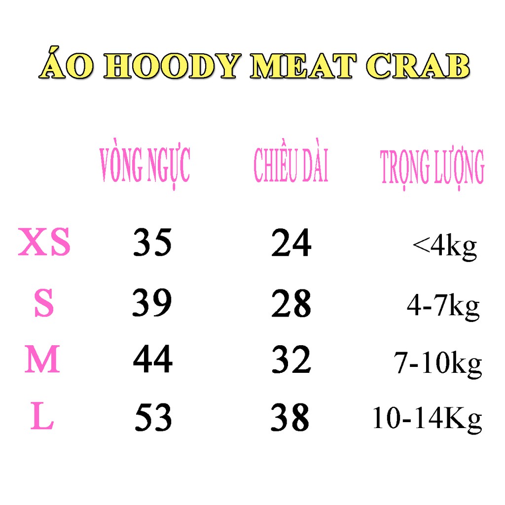 Áo hoody meat crab cho chó mèo - thời trang chó mèo