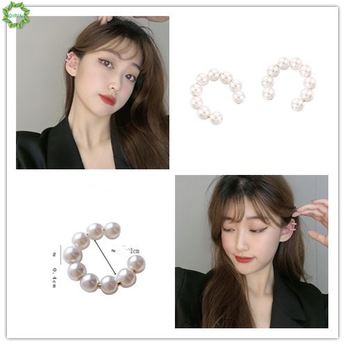 Bộ 2 bông tai kẹp hình chữ C không cần xỏ lỗ đính ngọc trai phong cách Hàn Quốc thời trang cho nữ