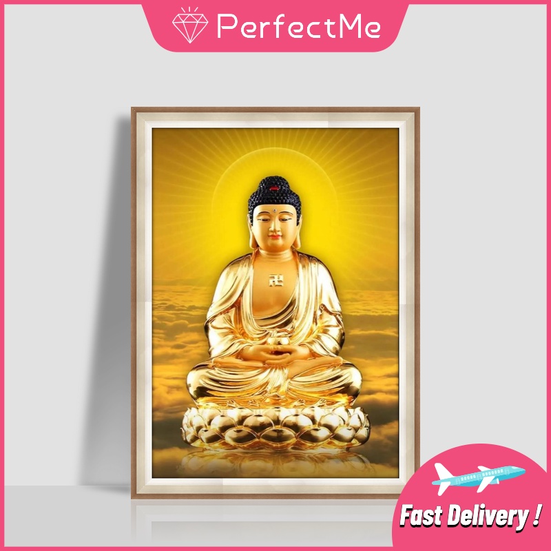 Bộ tranh đính đá 5d kích thước 30x40cm tự làm họa tiết phật giáo dùng trang trí nhà cửa