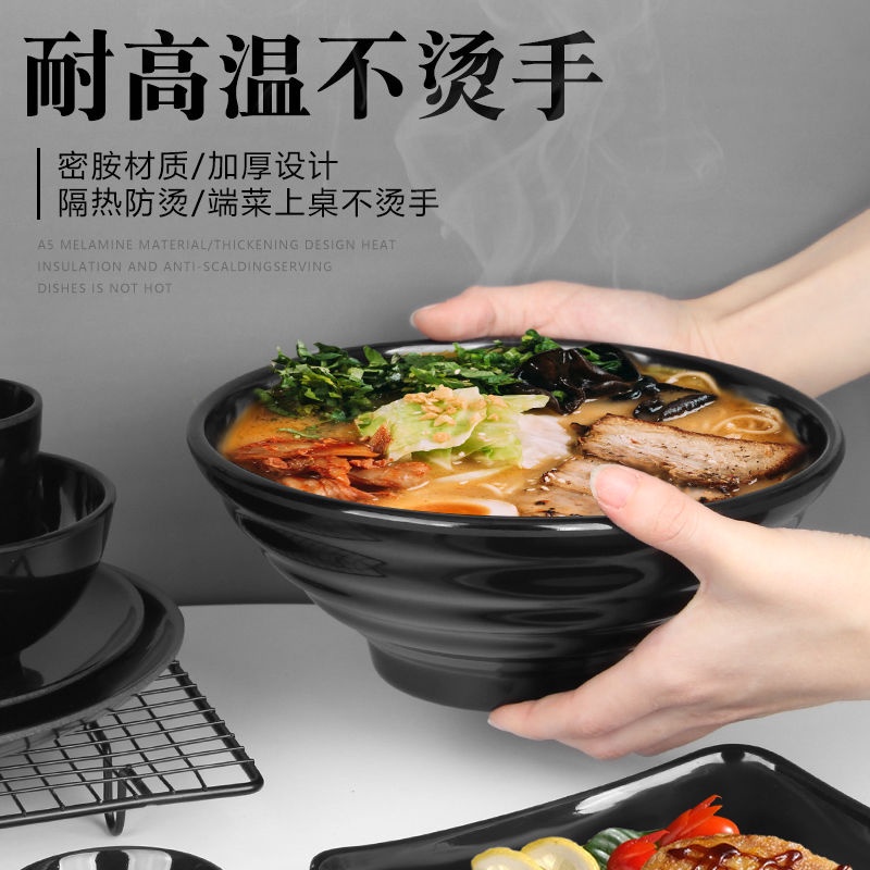 Hàng Mới Về Hàng Mới Về Bộ Bát Đĩa Nhựa Resin Màu Đen Cho Bàn Ăn Mì Sản Phẩm Hàng Mới Về