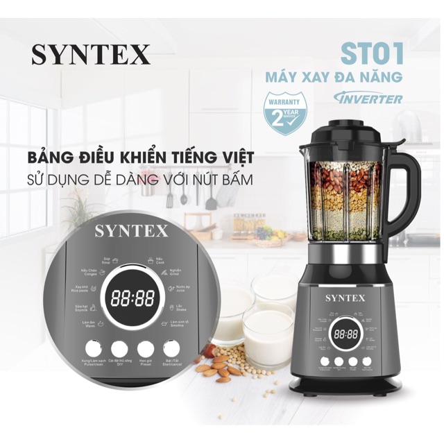 Máy Xay Nấu Đa Năng SYNTEX, dung tích 2l, công suất 800w, bảo hành 24 tháng