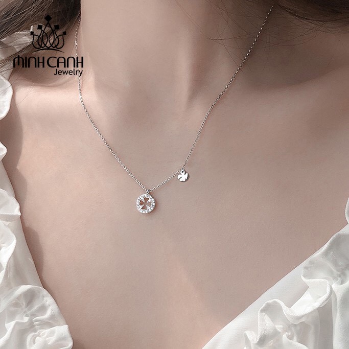 Dây Chuyền Bạc Hình Tròn Cỏ 4 Lá - Minh Canh Jewelry