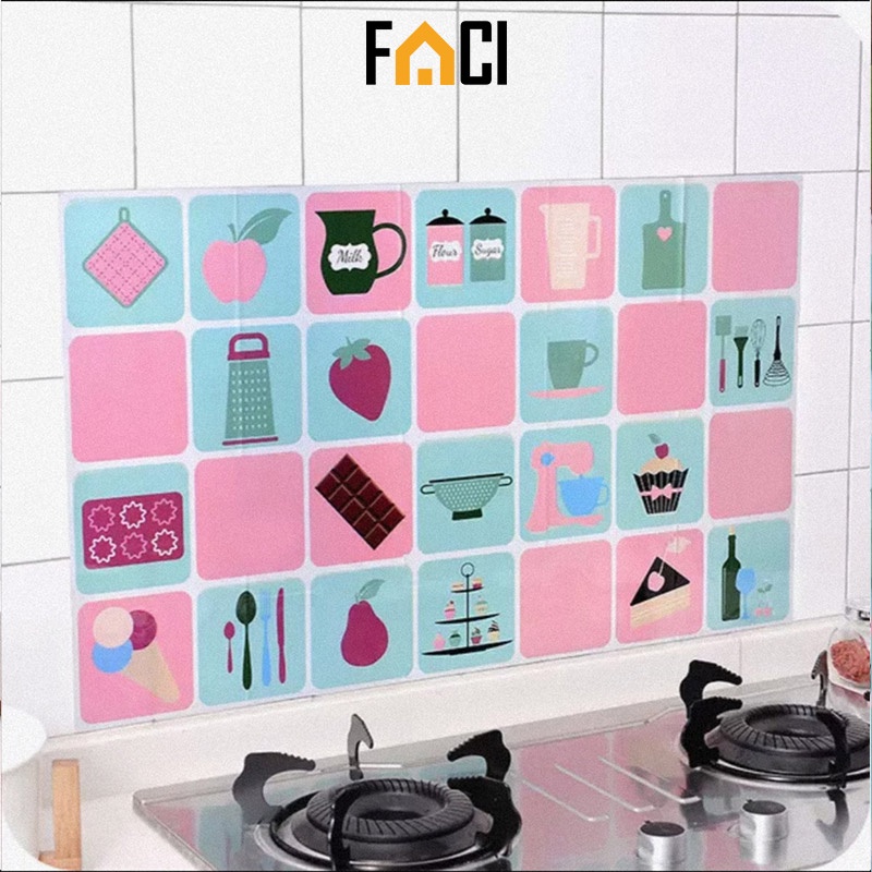 Giấy dán tường decal dán bếp chống dầu mỡ 3d chịu nhiệt 75*45cm Faci_Official