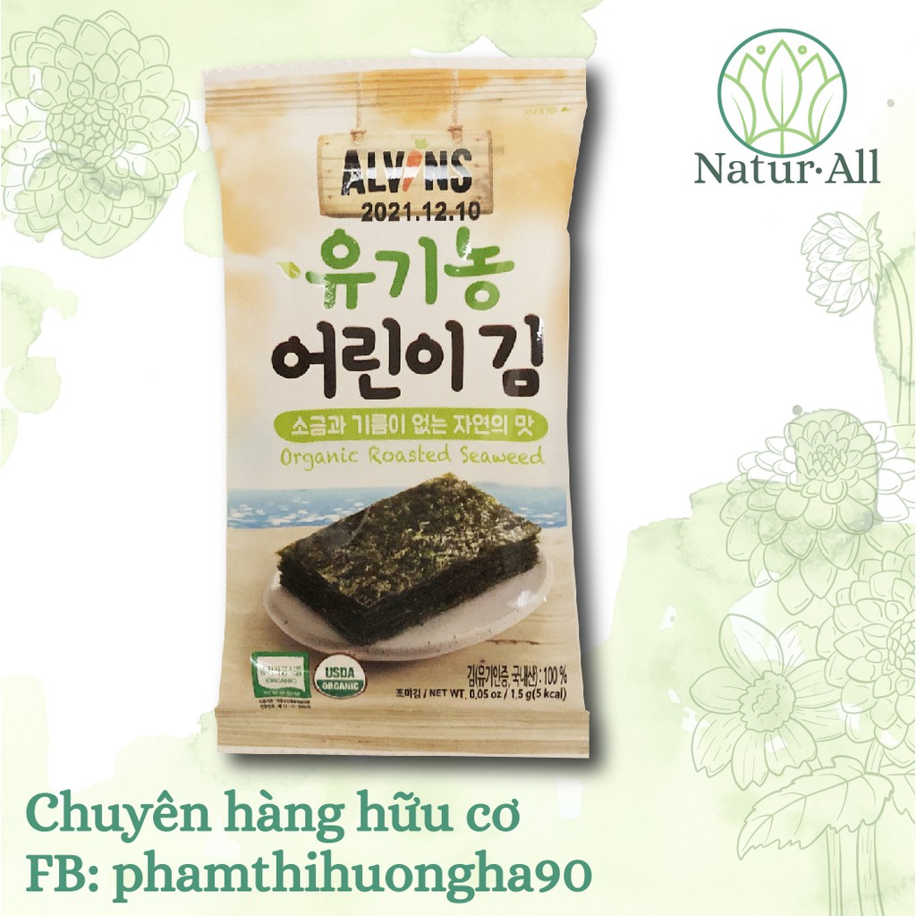 Rong biển hữu cơ ăn liền cho bé Alvin's hộp 15-20g