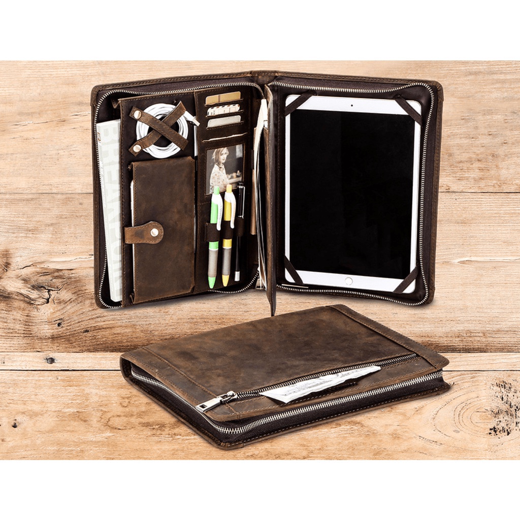 🎉 Bao Da Đựng IPAD máy tính bảng da Bò thật Handmade Vintage Leather Padfolio - GMart 🎉