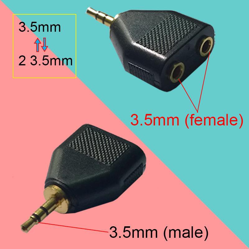 Đầu chuyển âm thanh 3,5mm dương ra 2 đầu 3,5mm âm dùng song song (Không có Micro)