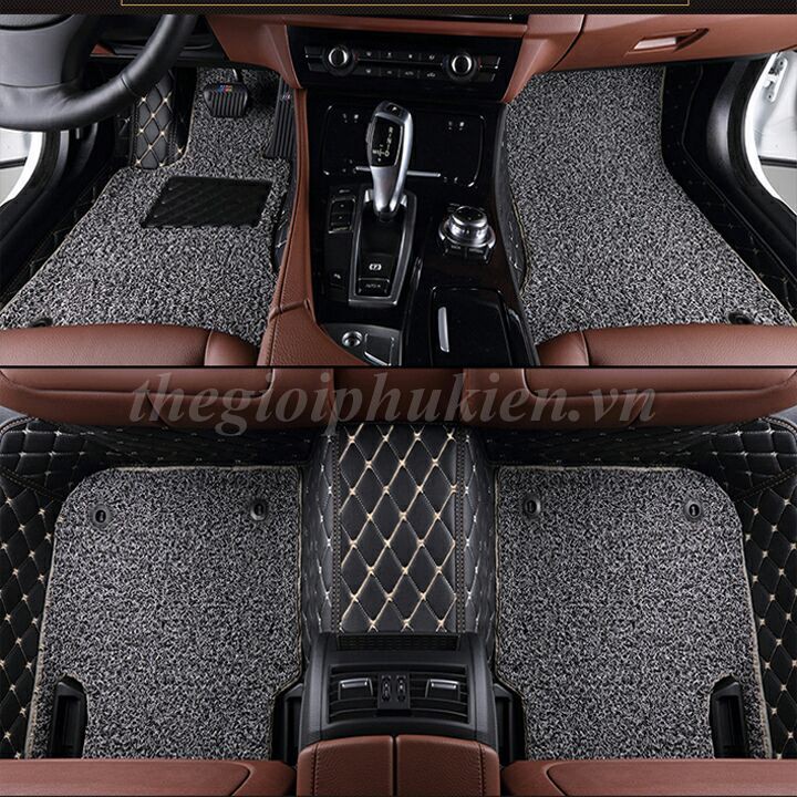 Thảm sàn, lót sàn da 6D cho KIA Sedona -kèm thảm rối chống bụi  (hàng cao cấp)
