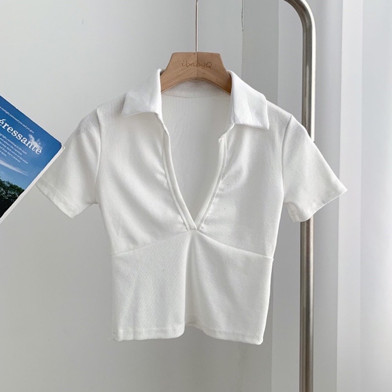 (Kèm ảnh thật ) Áo Croptop Ngắn Tay Cổ Chữ V Gợi Cảm Cho Nữ thời trang H.N.M STORE