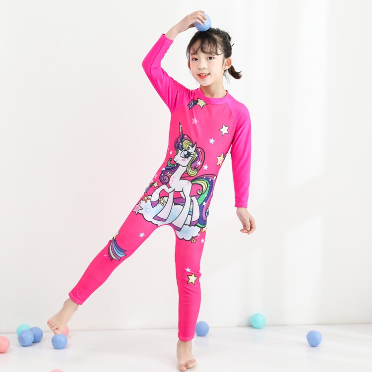 SUGE Bộ Đồ Bơi Một Mảnh Tay Dài Họa Tiết Hoạt Hình Dễ Thương Cho Bé Trai Và Gái