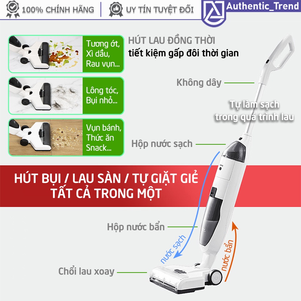 Máy Hút Bụi Lau Nhà Chà Sàn Không Dây TỰ LÀM SẠCH THÔNG MINH Công Nghệ Mới X1 Lực Hút 8000Pa