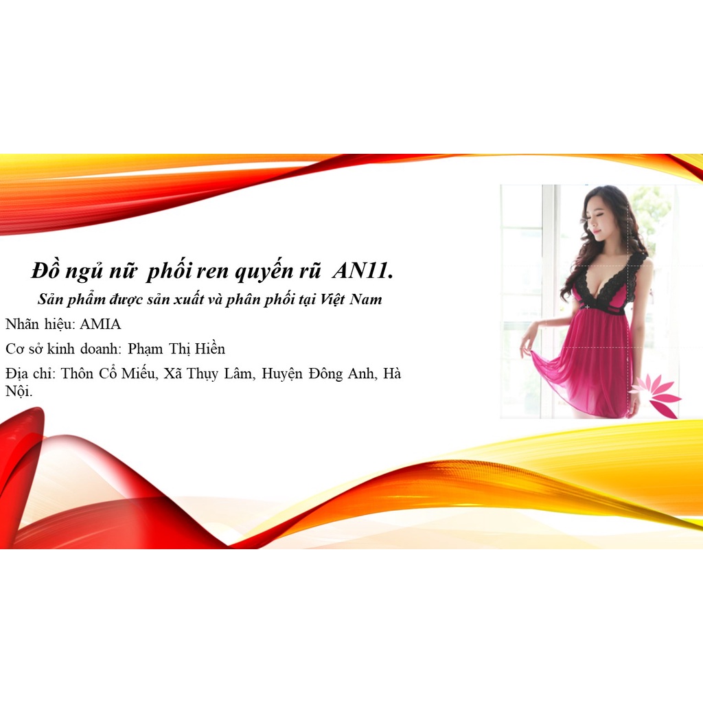 Váy ngủ siêu mỏng, Đồ ngủ nữ  phối ren quyến rũ  AN11 (Có Video). FREESIZE 40-58kg, Tặng bộ đồ lót 60k