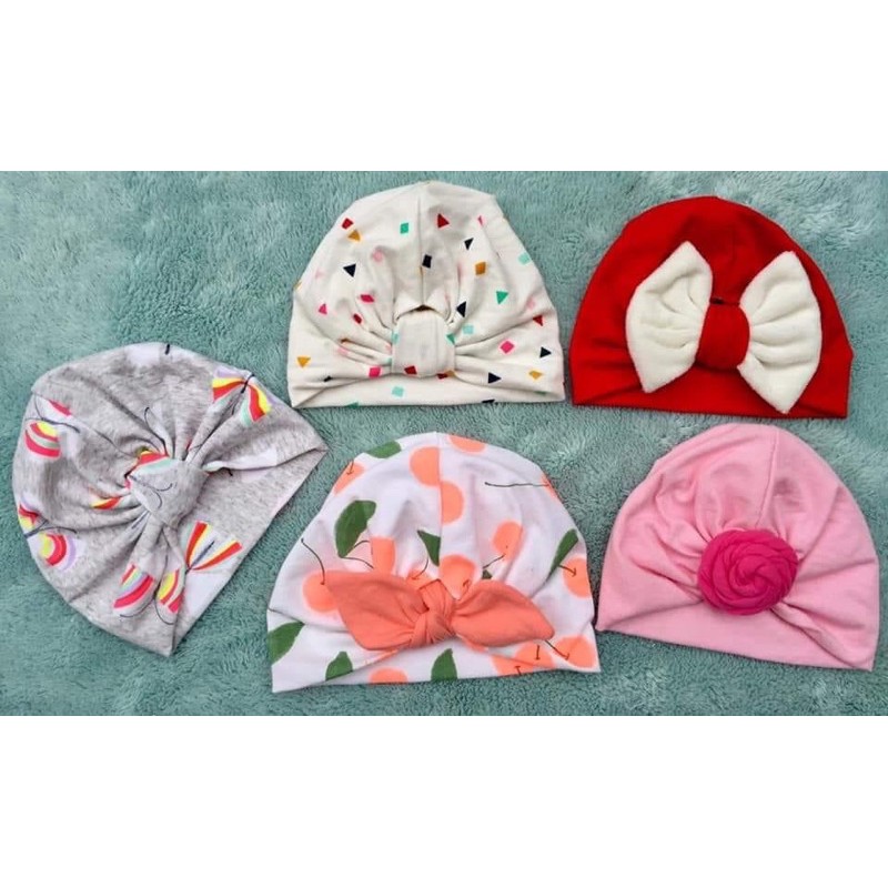 Combo 5 mũ turban được chọn màu cho bé