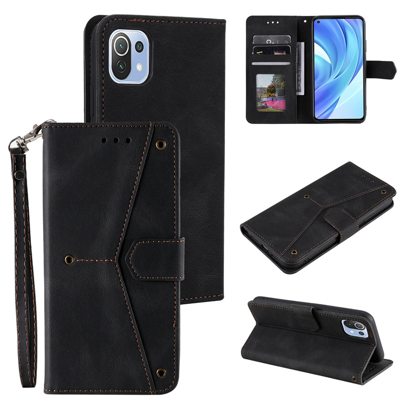 Fashion Casing Xiaomi Redmi Note 10 Pro Lite K40 Poco X3 NFC Stitching Phone Case Lanyard Design Folding Card Slot Photoframe Leather Wallet