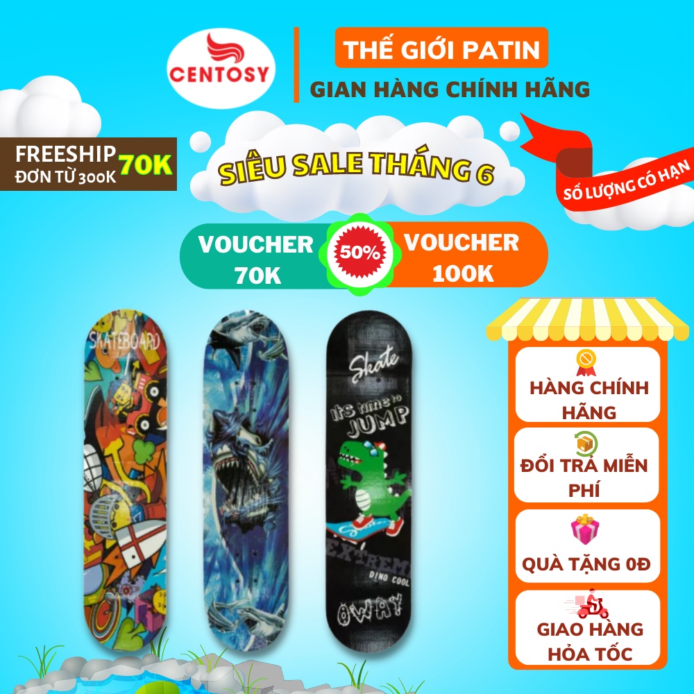 Ván Trượt Centosy-80 Tải Trọng Dưới 40Kg, Gỗ Ép, Ván Trượt Skateboard Chính Hãng