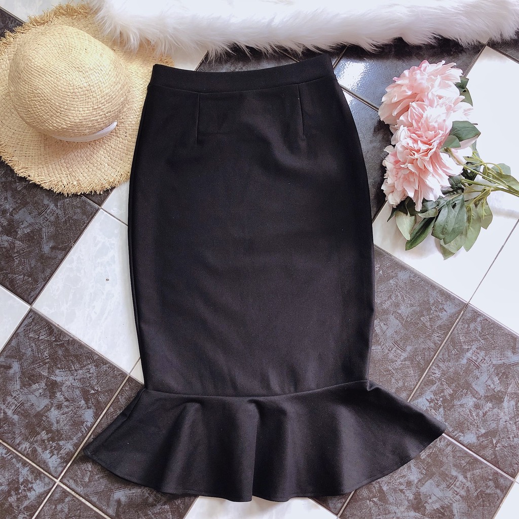 Chân váy công sở Chân váy đuôi cá dài màu đen | BigBuy360 - bigbuy360.vn