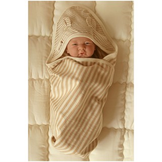 JOHN N TREE Khăn quấn bé có nón organic cotton