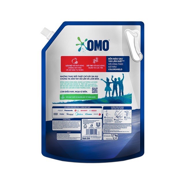Túi nước giặt OMO MATIC Comfor tinh dầu thơm cho máy giặt cửa trên (3,7kg/túi)