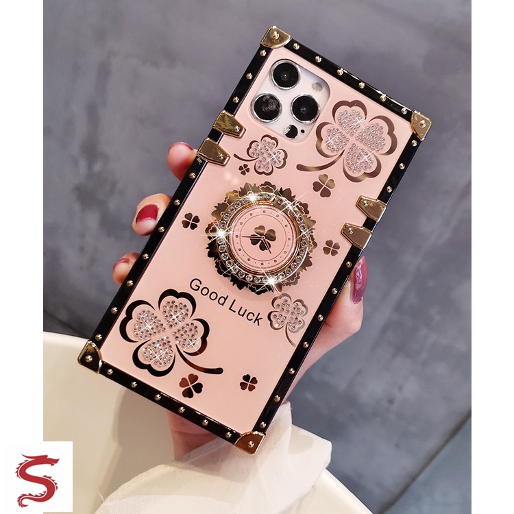 Ốp Điện Thoại Họa Tiết Cỏ Bốn Lá Đính Kim Cương Giả Cho Xiaomi Redmi 10 9A 9C 9 Redmi Note 11 note8 note9 note10