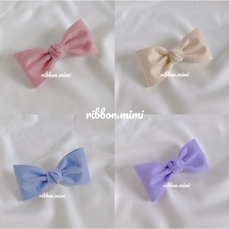 [ Hàng Thiết Kế ] Kẹp Tóc Nơ Vải Nỉ Đơn Gỉan Handmade Vải Cao Cấp Ribbon.mimi Basic Lady cột / kẹp