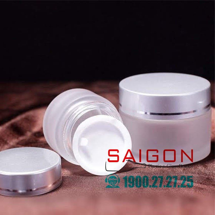10 Hũ Thủy Tinh Mờ Đựng Kem Nắp Xi Bạc