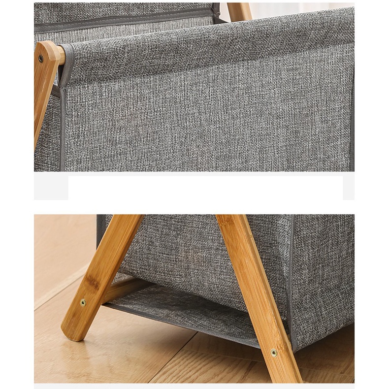 Giỏ đựng quần áo, đồ giặt bằng VẢI LANH cao cấp, khung gỗ, thiết kế tối giản, tinh tế