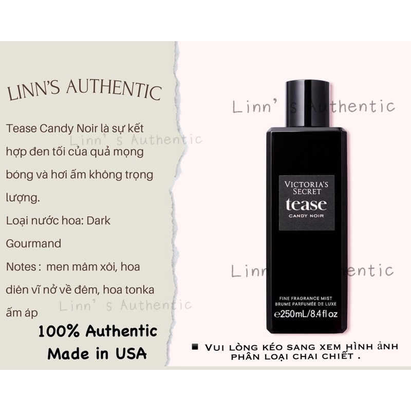 Auth_TEASE CANDY NOIR - Xịt Thơm Body Mist Victoia’s Secret