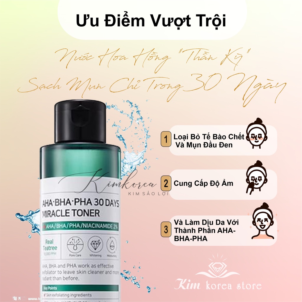 Nước hoa hồng kiềm dầu giảm mụn se khít lỗ chân lông kiểm soát bã nhờn Some by mi 30days AHA-BHA-PHA toner
