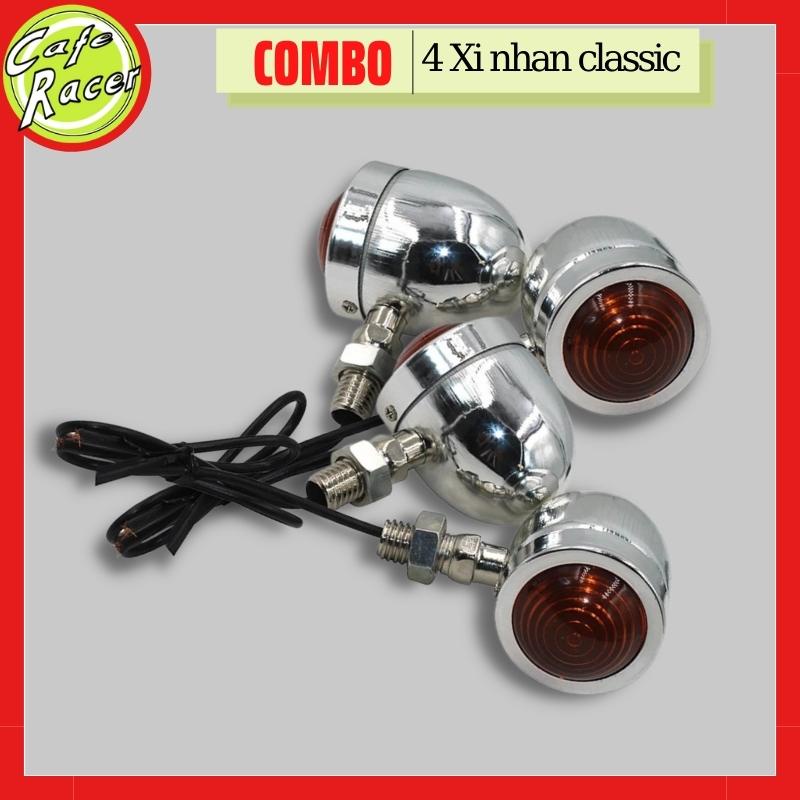 Set phụ tùng gồm đèn hậu tổ ong và 4 xi nhan classic loại bé cho Win 67 Wolf độ xe CAFE RACER Tracker