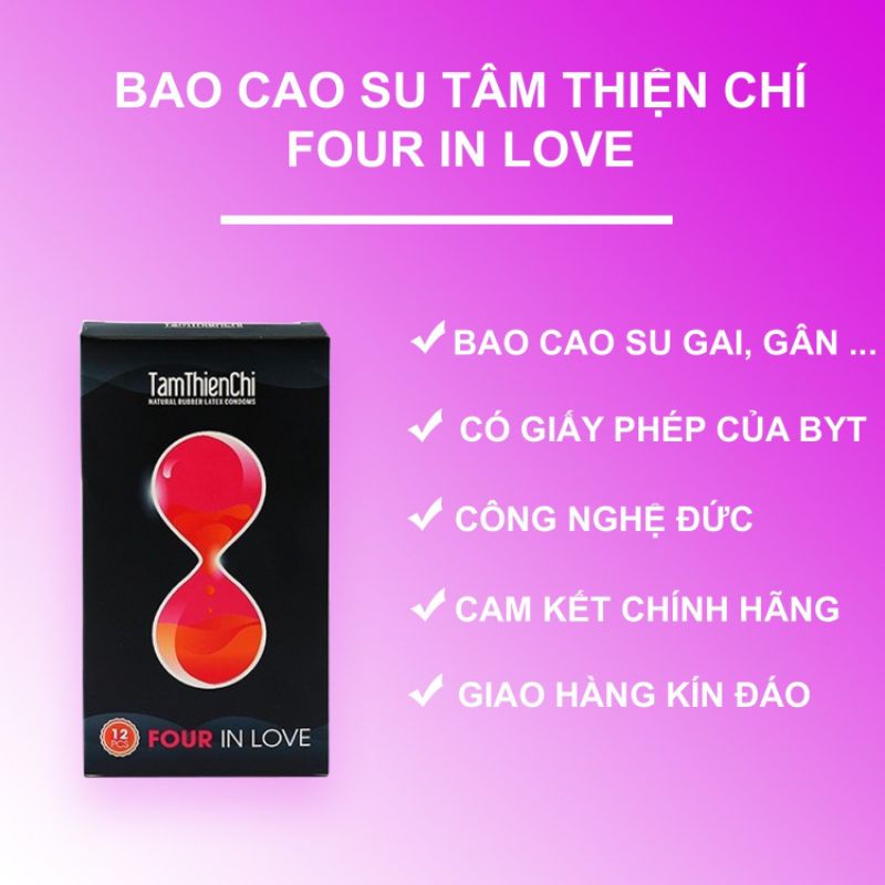 Bao cao su Tâm Thiện Chí Four in Love 12 chiếc