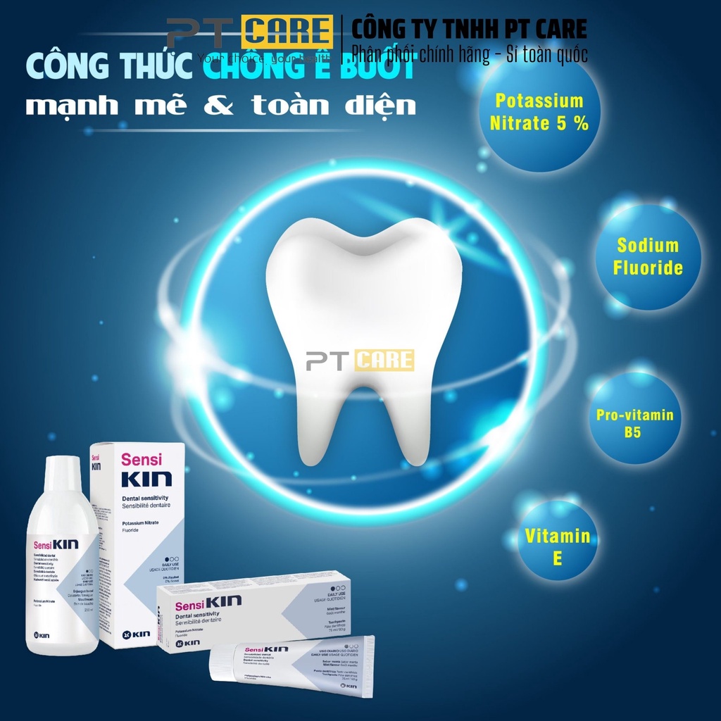 PT CARE | Combo Nước Súc Miệng Và Kem Đánh Răng Kin Gingival Viêm Nướu, B5, Sensikin Ê Buốt, Fluor Kin Trẻ Em, Ortho Kin